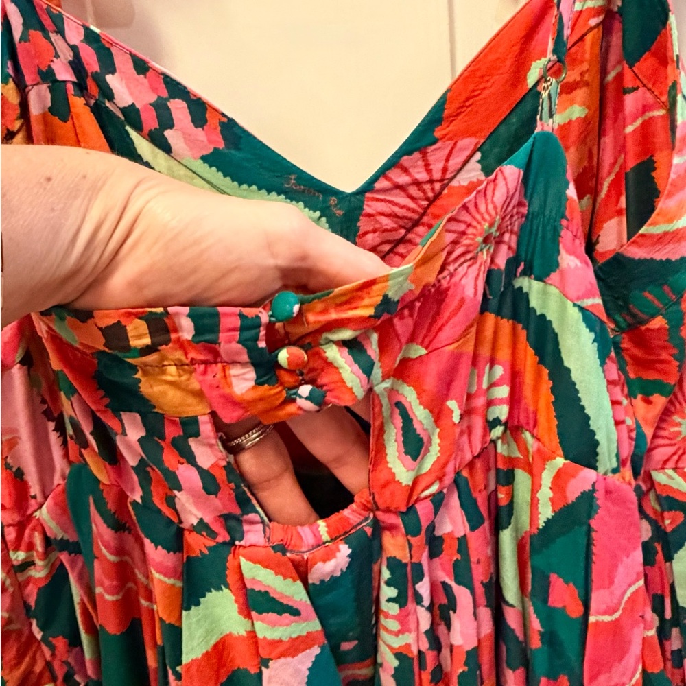 FARM Rio Teal, Orange & Pink Floral Strapless Dress - Picture 8 of 9